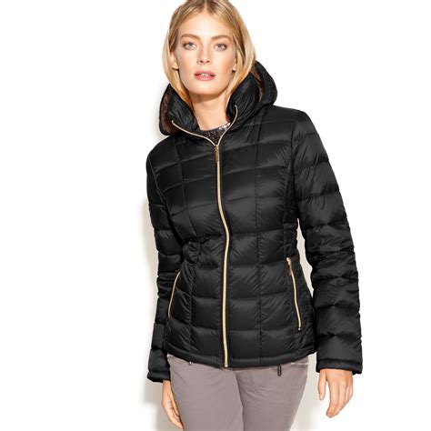 michael michael kors women's black hooded toggle coat|michael kors puffer coat.